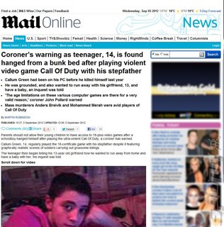 Daily Mail Uses Teen Death to Tar Call of Duty Video Game Daily Mail Uses Teen Death to Tar Call of Duty Video Game