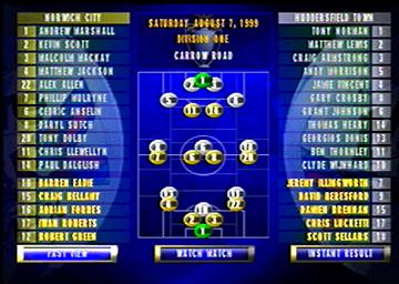 FA Premier League Football Manager 2000 - PlayStation Screen