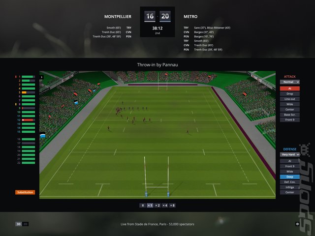 Pro Rugby Manager 2015 - PC Screen