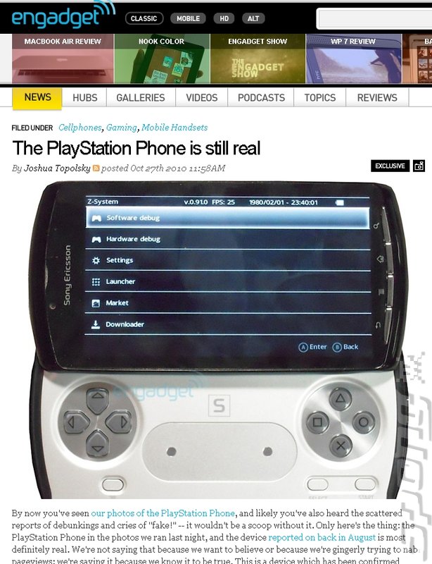 Engadget Denies Fakery - Re-Confirms "PlayStation Phone" News image