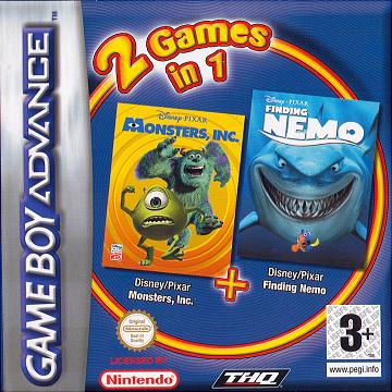 2 Games in 1: Monsters Inc + Finding Nemo - GBA Cover & Box Art