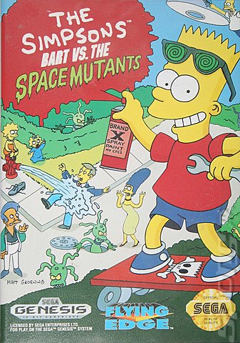 The Simpsons: Bart Vs. the Space Mutants - Sega Megadrive Cover & Box Art