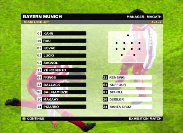 Bayern Munich Club Football 2005 - PS2 Screen