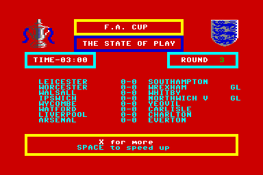FA Cup Football - C64 Screen