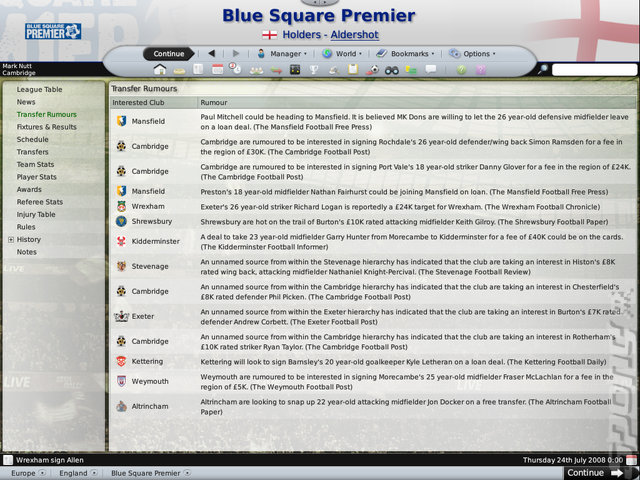 Football Manager 2009 - PC Screen