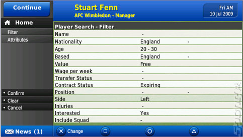 Football Manager 2010 - PSP Screen