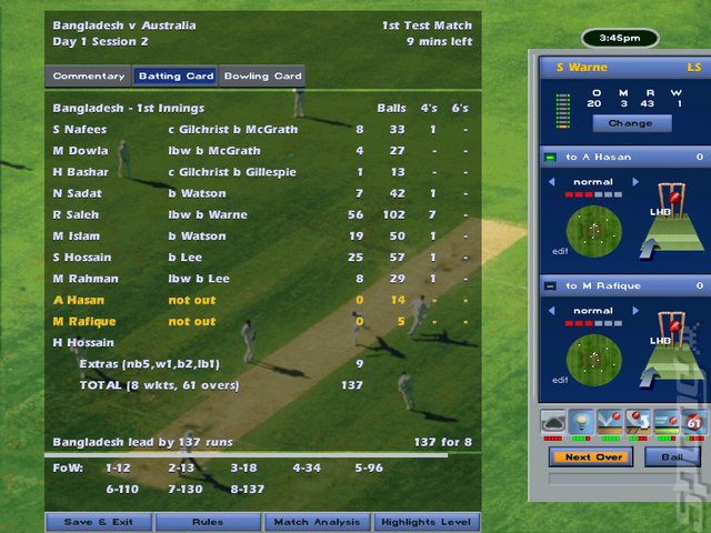 International Cricket Captain 2006 - PC Screen