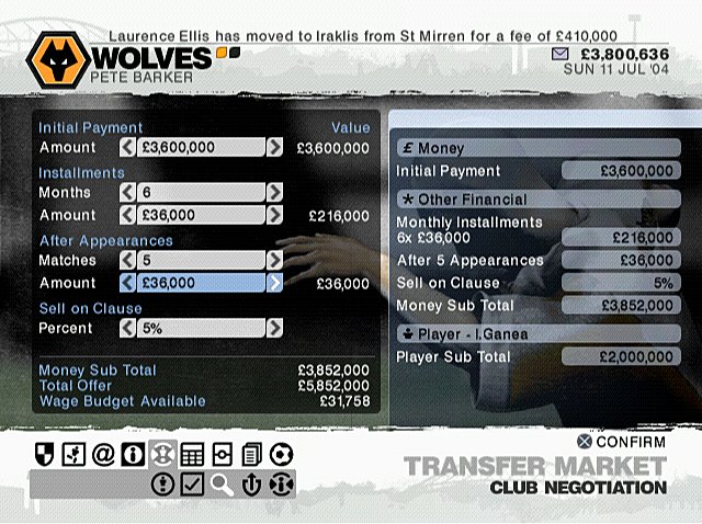 LMA Manager 2006 - PS2 Screen