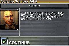 Premier Manager 2004-2005 - GBA Screen
