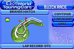 TOCA World Touring Cars - GBA Screen