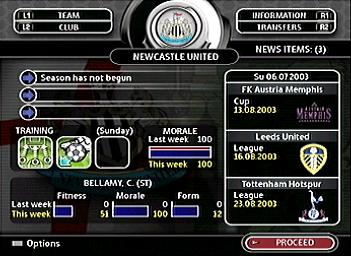 Total Club Manager 2004 - PS2 Screen