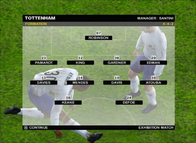 Tottenham Hotspur Club Football 2005 - PS2 Screen